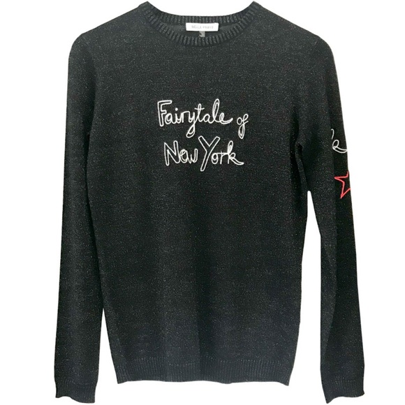 Elegant Black Crew Neck Sweater with New York Script - Picture 2 of 4